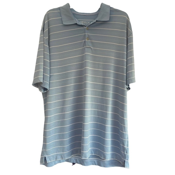 Nike Golf Dri fit men’s XL collard golf shirt blue and white striped great cond - Picture 2 of 6